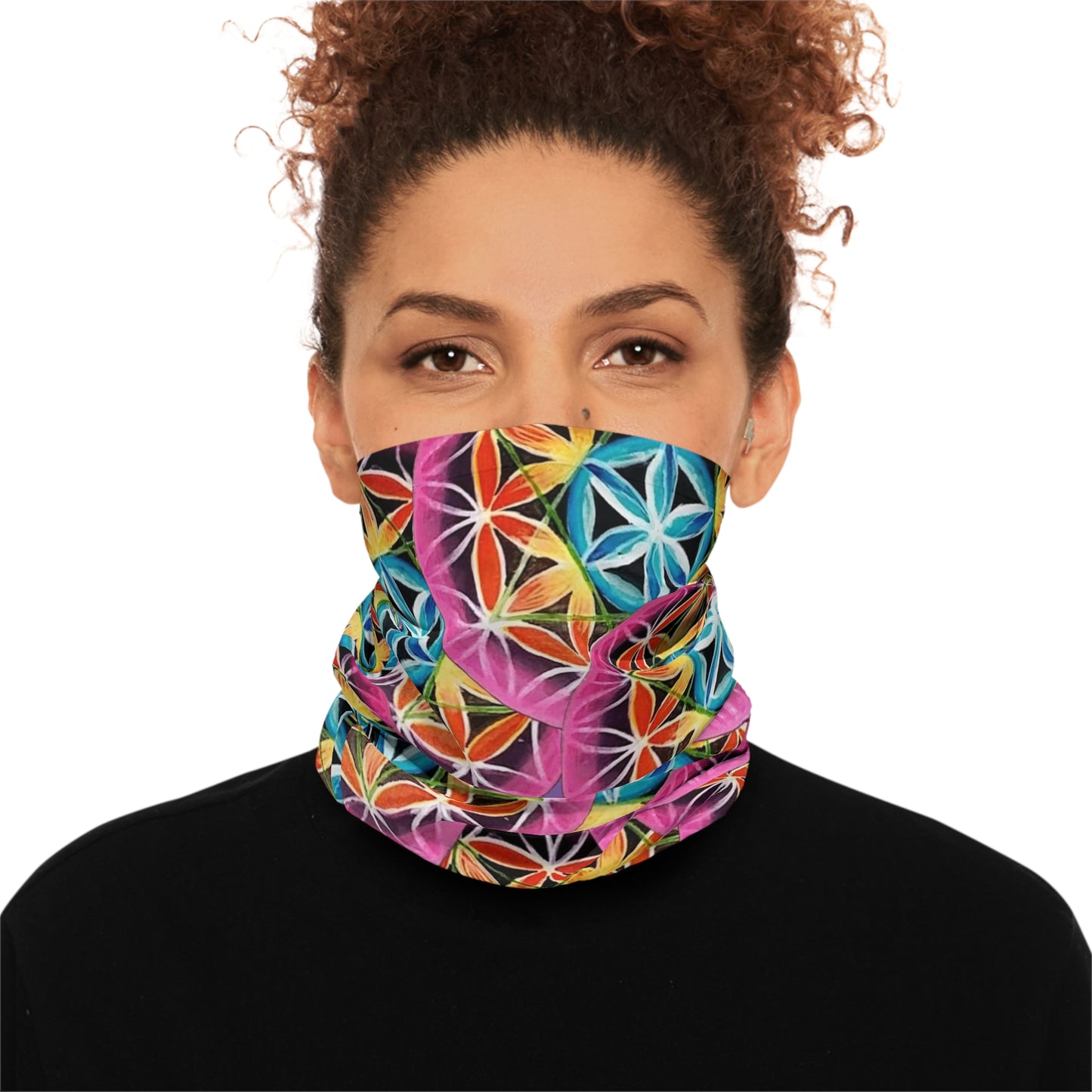 Colorful Lightweight Neck Gaiter - Floral Kaleidoscope Design