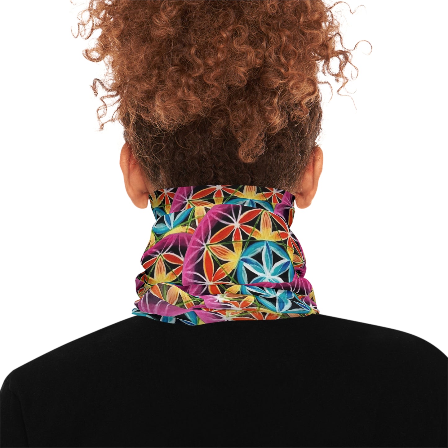 Colorful Lightweight Neck Gaiter - Floral Kaleidoscope Design