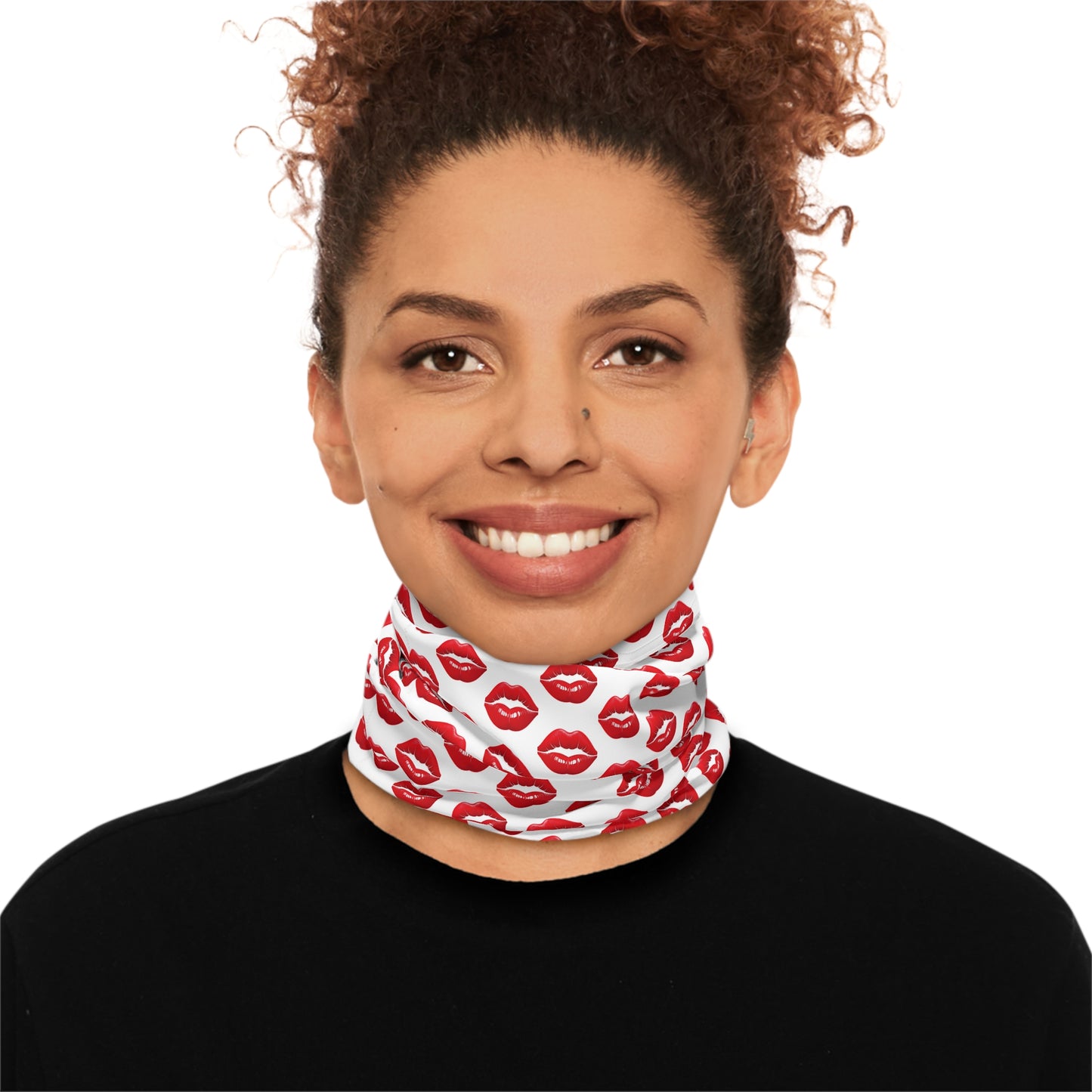 Red Lips White Background Lightweight Neck Gaiter