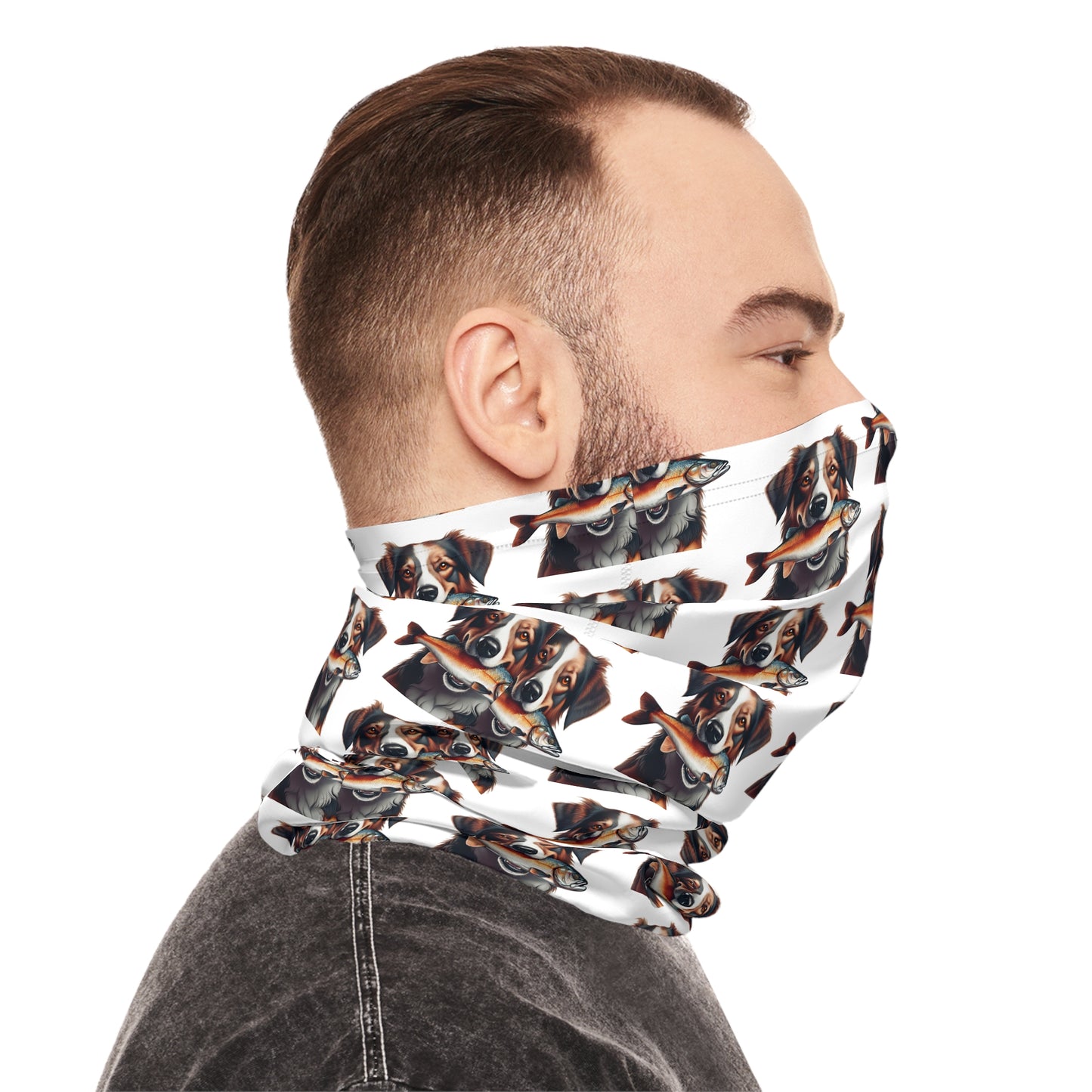 Dog with Fish Lightweight Neck Gaiter