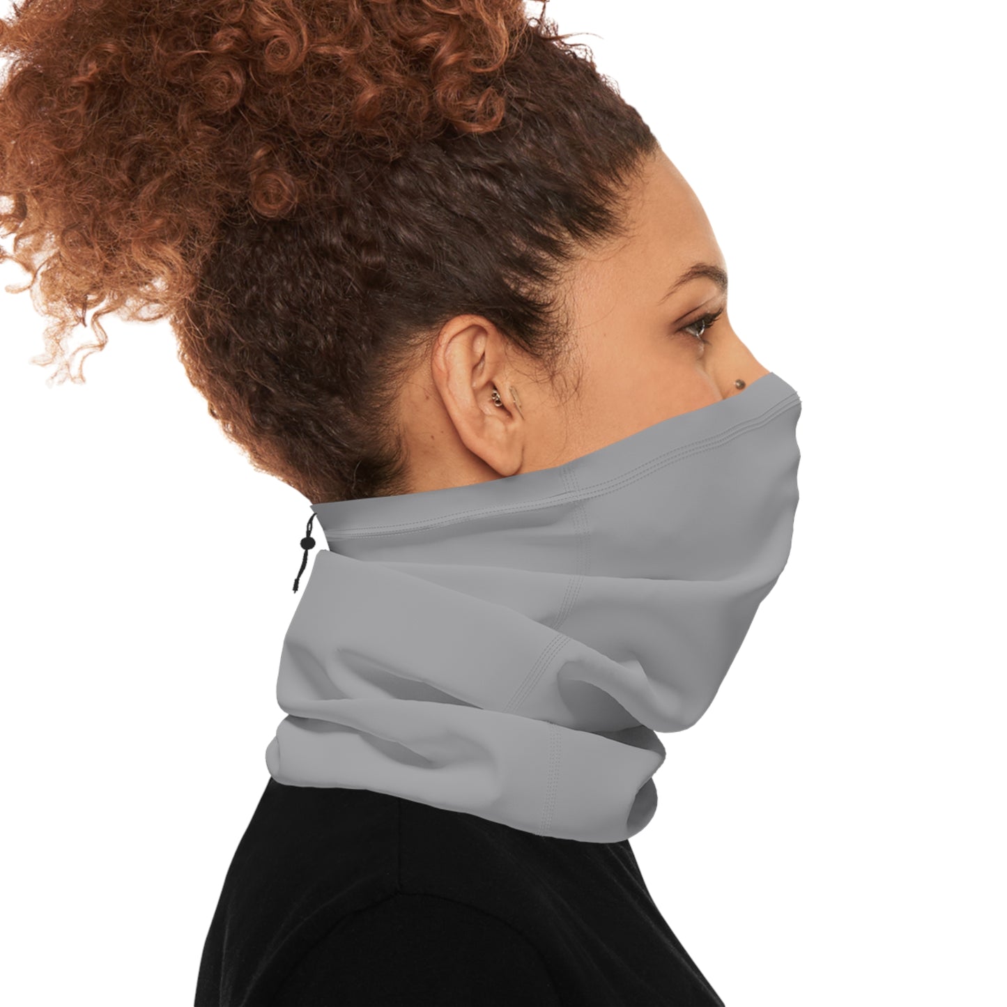 Grey Solo Color Heavyweight Neck Gaiter with Drawstring