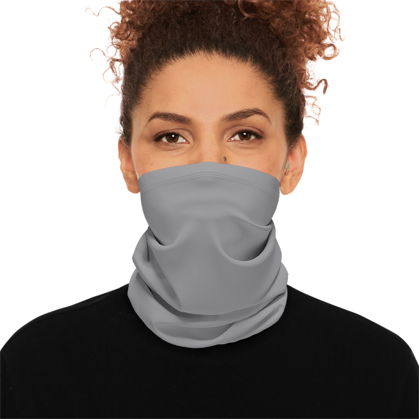 Grey Solo Color Heavyweight Neck Gaiter with Drawstring