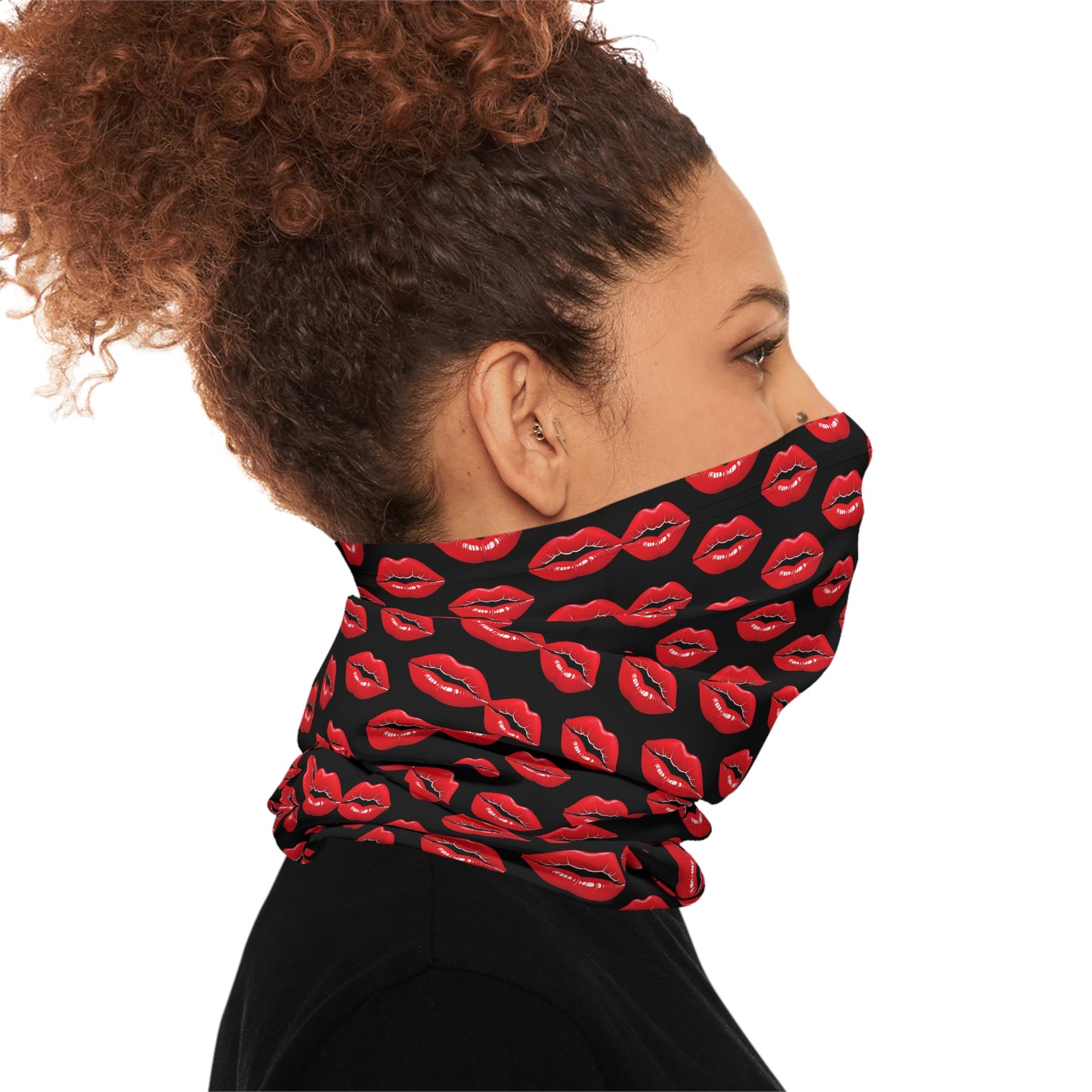Red Lips Black Background Lightweight Neck Gaiter