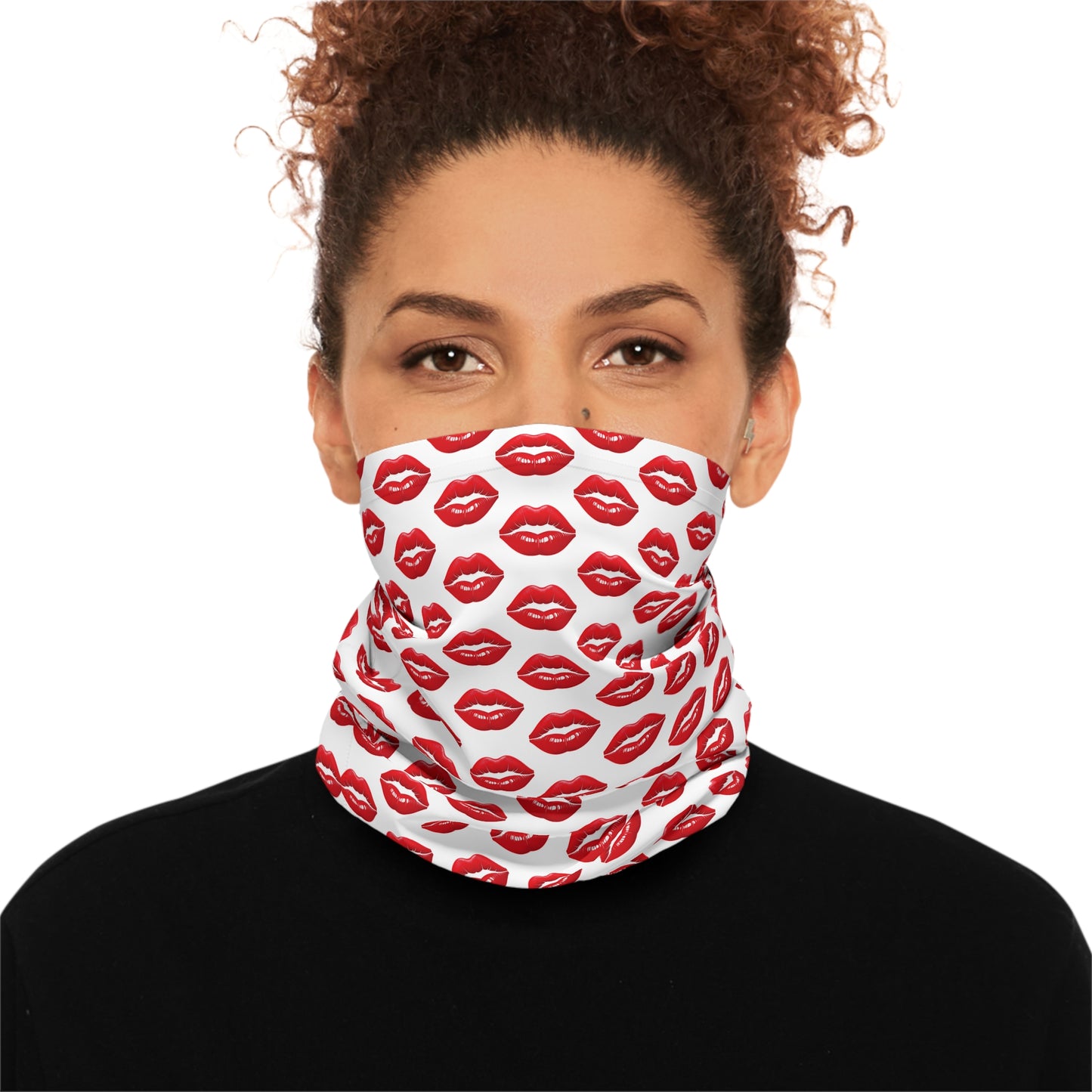 Red Lips White Background Lightweight Neck Gaiter