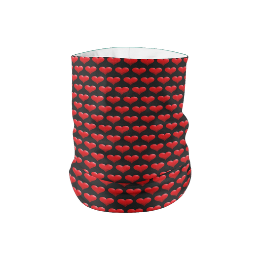 Red Hearts Black Background Pattern Lightweight Neck Gaiter