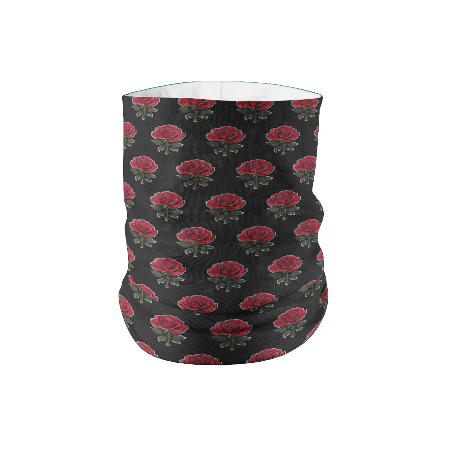 Red Rose Pattern Black Background Lightweight Neck Gaiter