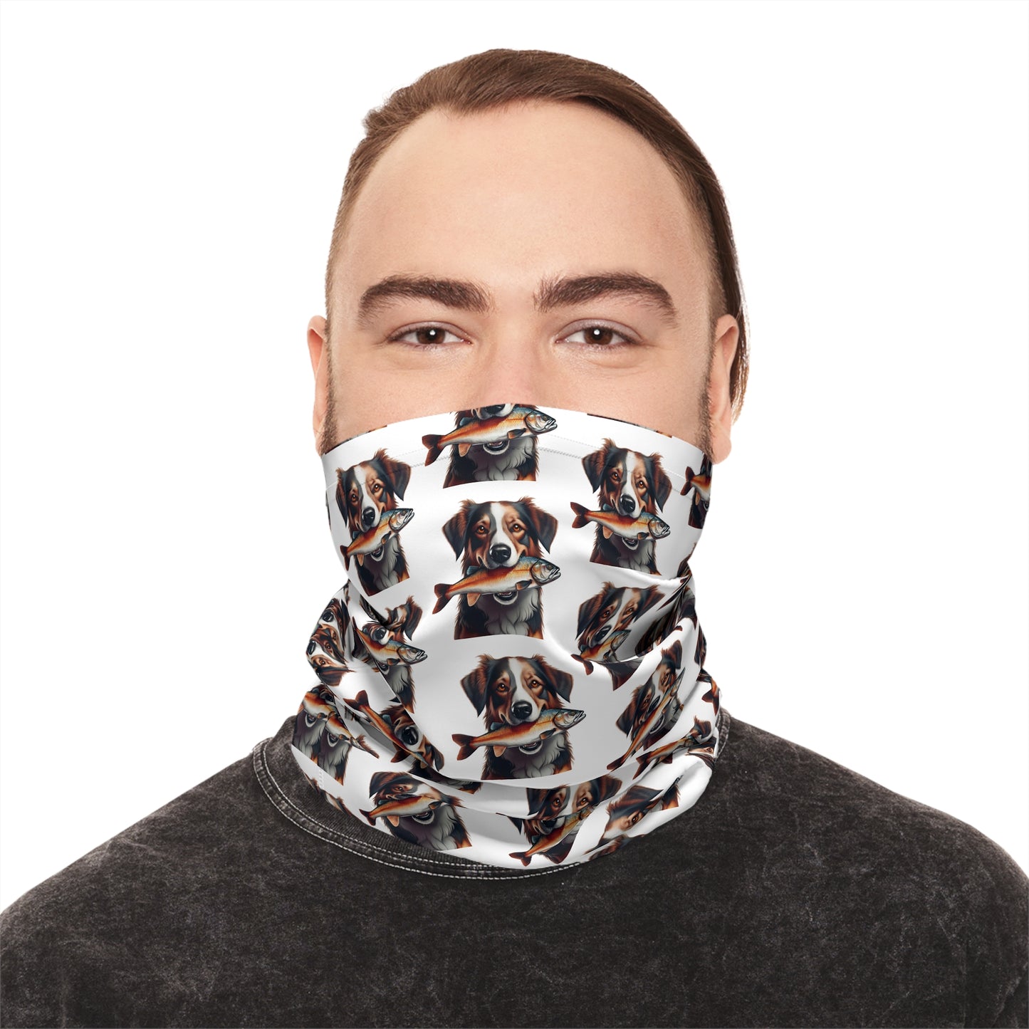 Dog with Fish Lightweight Neck Gaiter