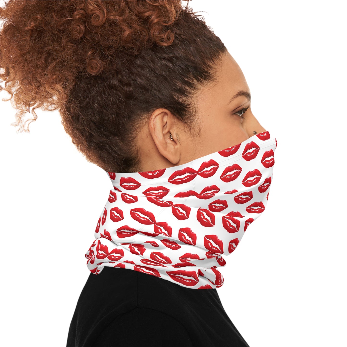 Red Lips White Background Lightweight Neck Gaiter