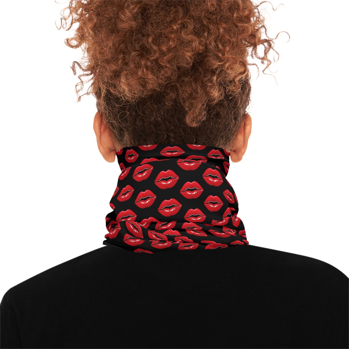 Red Lips Black Background Lightweight Neck Gaiter