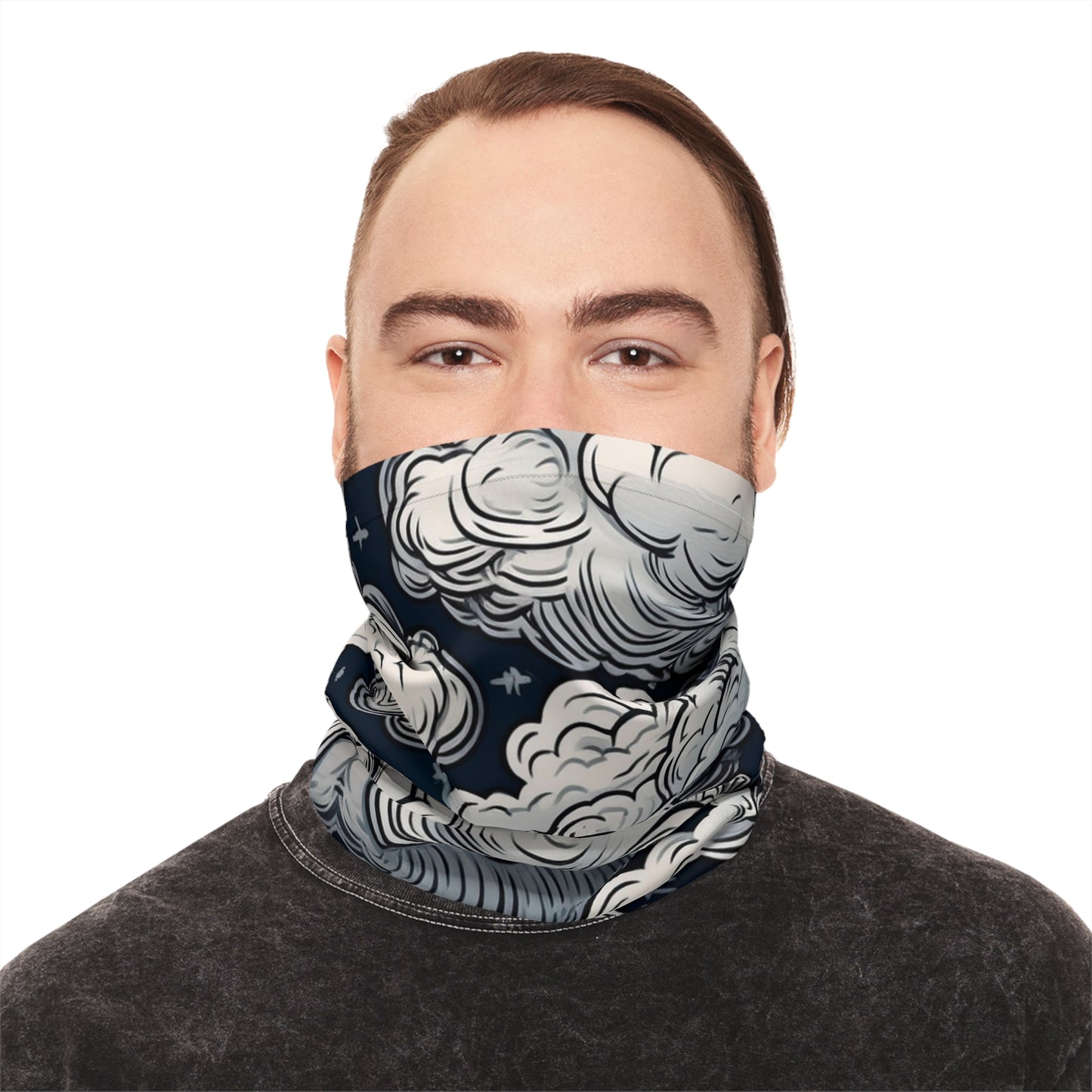 Black and White Clouds Lightweight Neck Gaiter